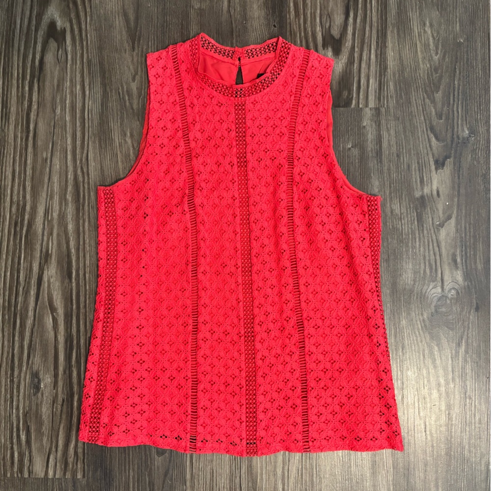 Banana Republic Sz. S Pink/Red Paneled Lace Shell